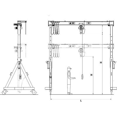 Wciągarka bramowa stalowa przejezdna z regulacją wysokości DOR 1600kg typ II
